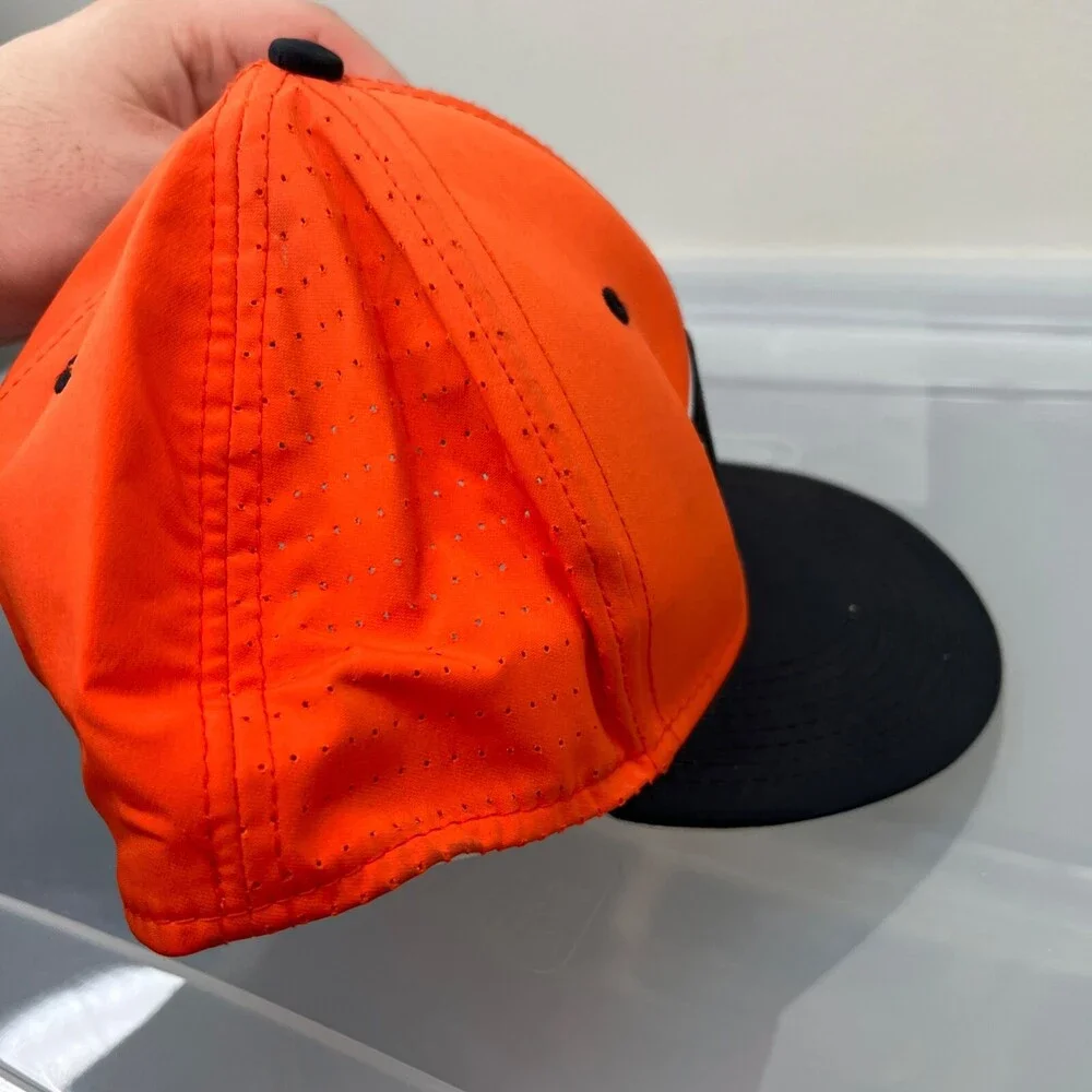 The Game Pro E‎ Hat Mens Medium Orange Baseball Cap Embroidered Logo Embroidered